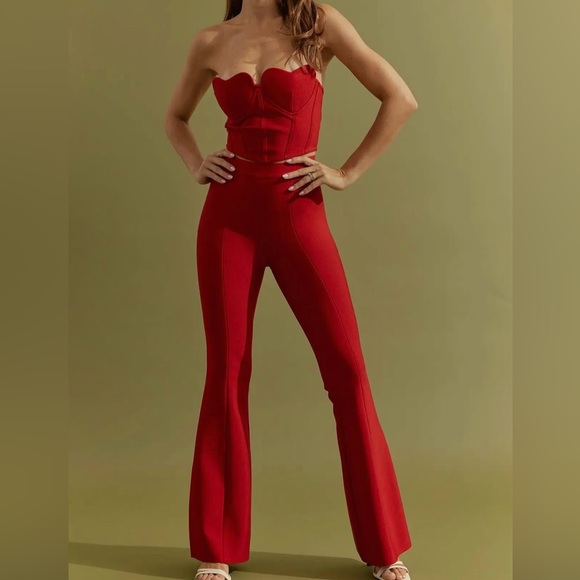 Rivir Pants - Chic Red Women's Flare Pants Size Large